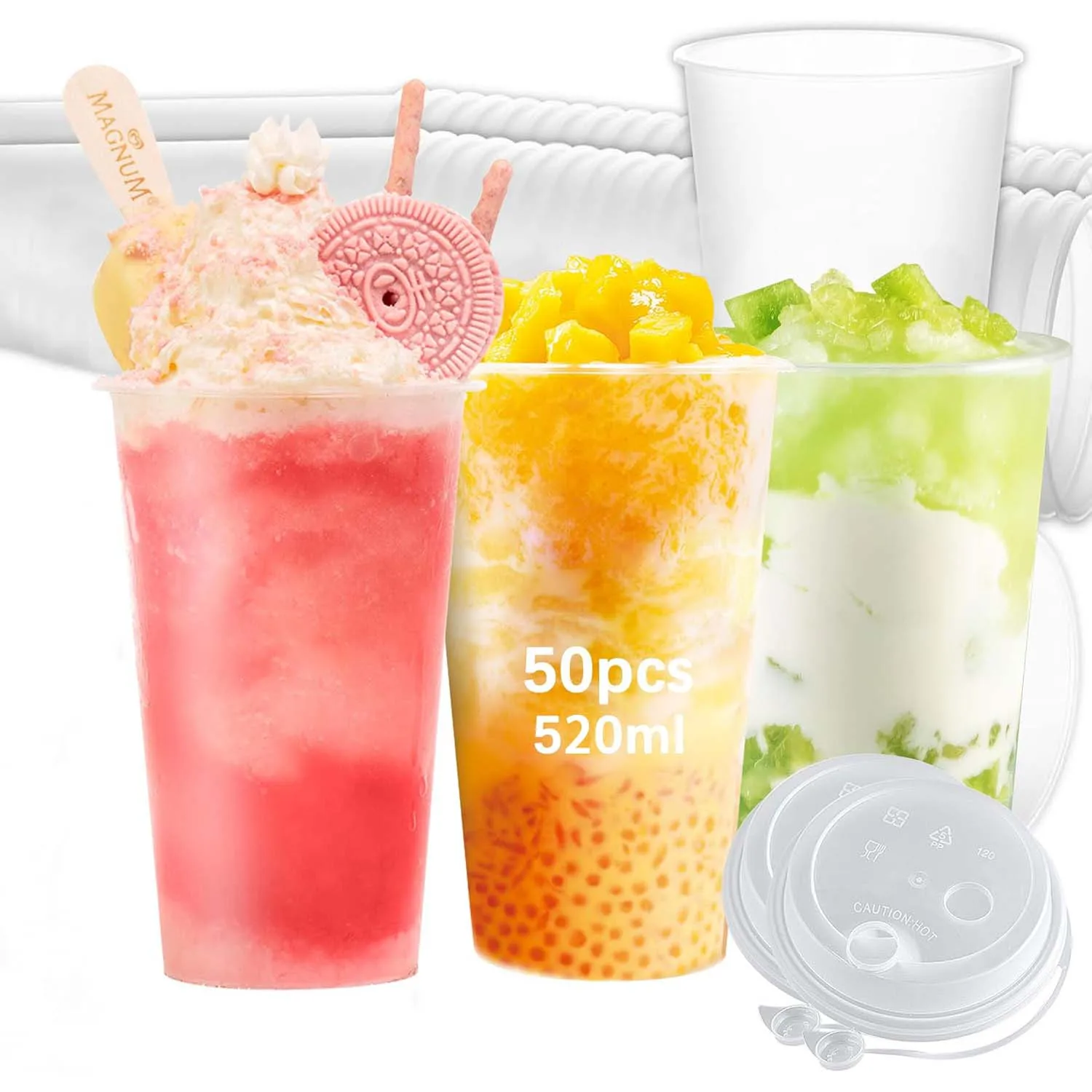 SAEIV 520/700ml Party Cups with Lid - High quality PP cups for DIY cocktails and other drinks, BPA free, -20℃ to 100