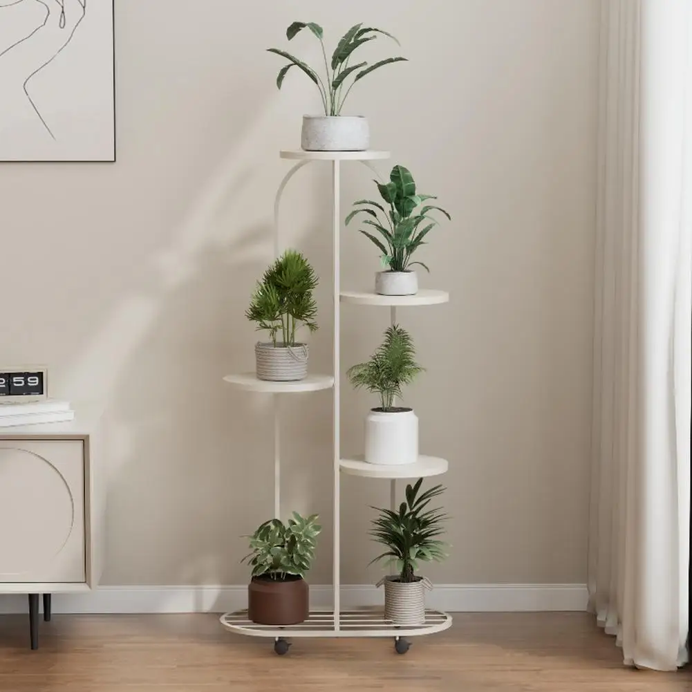 Plant Shelving Flower Pot Holder, Wrought Iron Corner Multiple Planter Rack Organizer with Wheels For Room Corner Balcony Garden