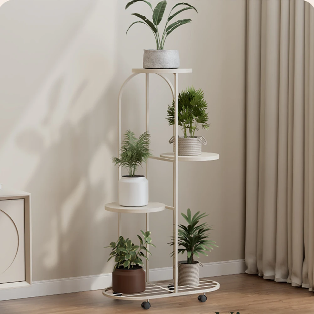Plant Shelving Flower Pot Holder, Wrought Iron Corner Multiple Planter Rack Organizer with Wheels For Room Corner Balcony Garden