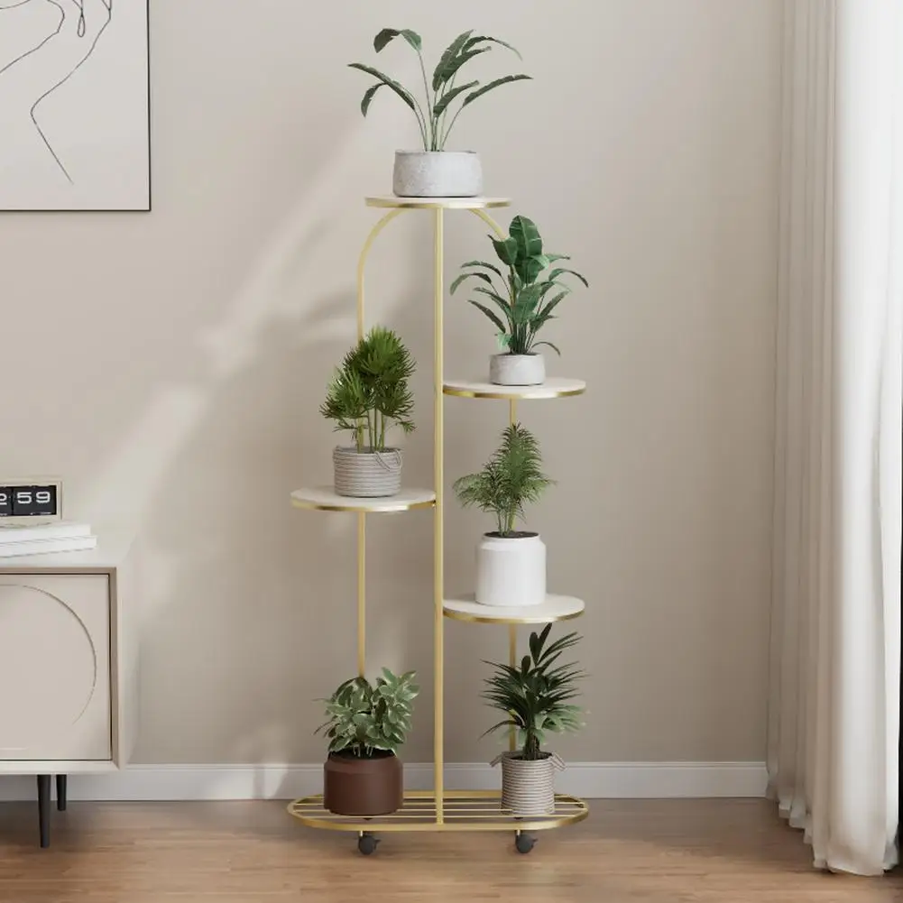 Plant Shelving Flower Pot Holder, Wrought Iron Corner Multiple Planter Rack Organizer with Wheels For Room Corner Balcony Garden