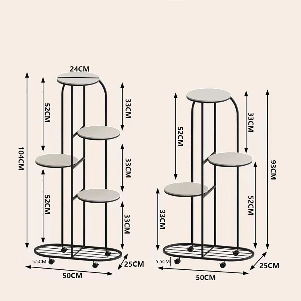 Plant Shelving Flower Pot Holder, Wrought Iron Corner Multiple Planter Rack Organizer with Wheels For Room Corner Balcony Garden