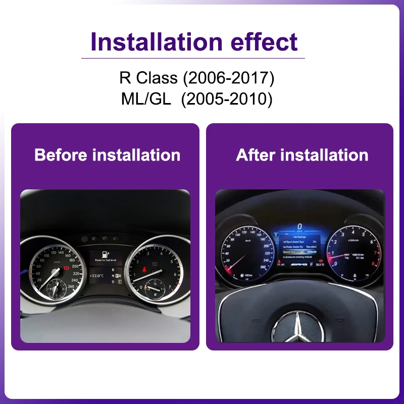 AUTOTOP 12.3 1920*720 Linux Car LCD Digital Dashboard Cluster For Benz R Class ML GL Auto Instrument Panel Cockpit