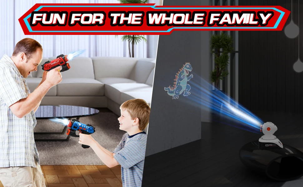 CSTAG Projector Duck UFO Hunting Shooting Game Kids Gifts Toy For Boys Laser Tag Infrared Mini Pistol Guns Battle Game Indoor