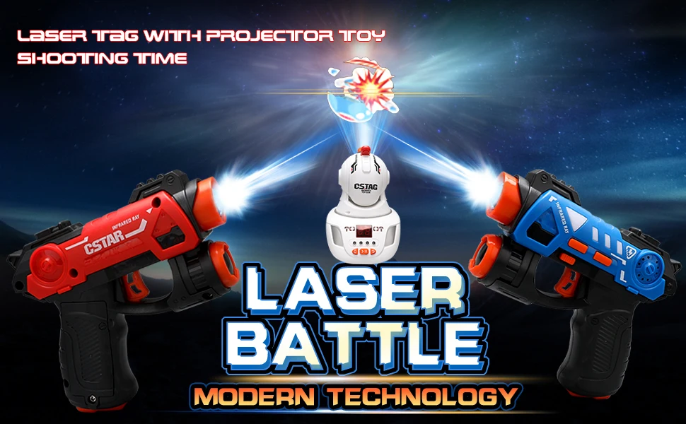 CSTAG Projector Duck UFO Hunting Shooting Game Kids Gifts Toy For Boys Laser Tag Infrared Mini Pistol Guns Battle Game Indoor