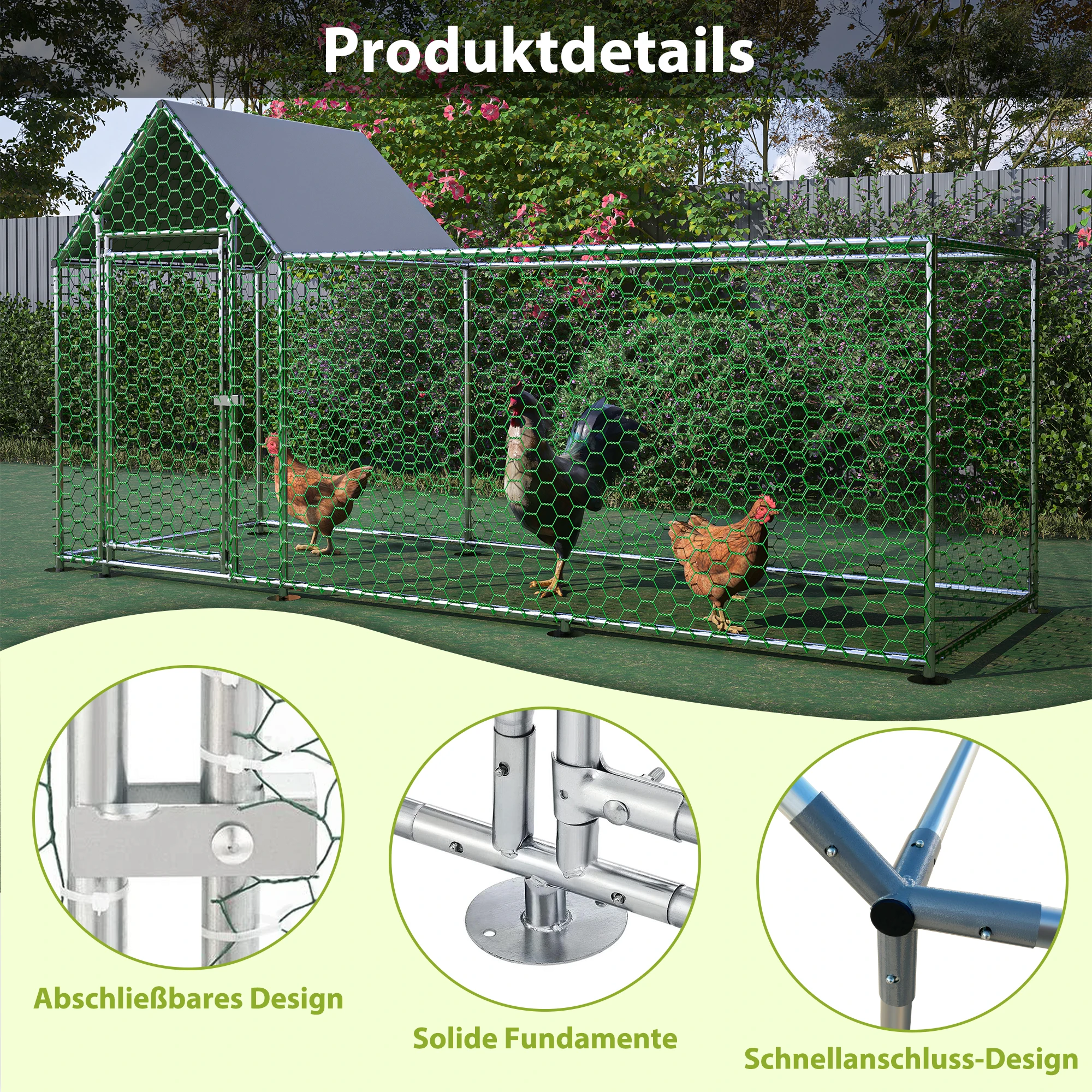 DIY Chicken Coop,Pet Enclosure Rabbits Guinea Pigs Metal Cage Expansion 3x1x1.5m Puppy Kennel House Exercise Training Dogs House