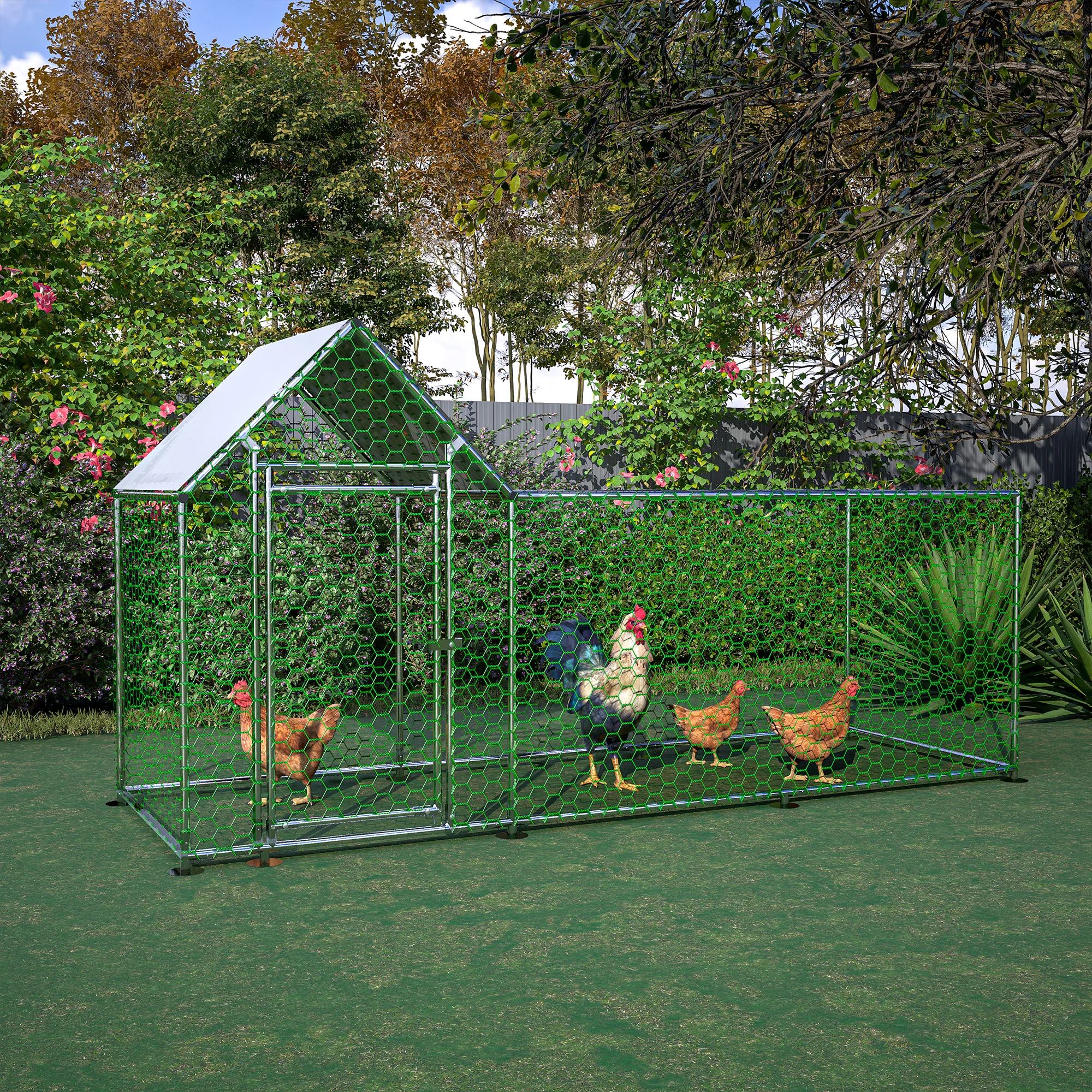 DIY Chicken Coop,Pet Enclosure Rabbits Guinea Pigs Metal Cage Expansion 3x1x1.5m Puppy Kennel House Exercise Training Dogs House