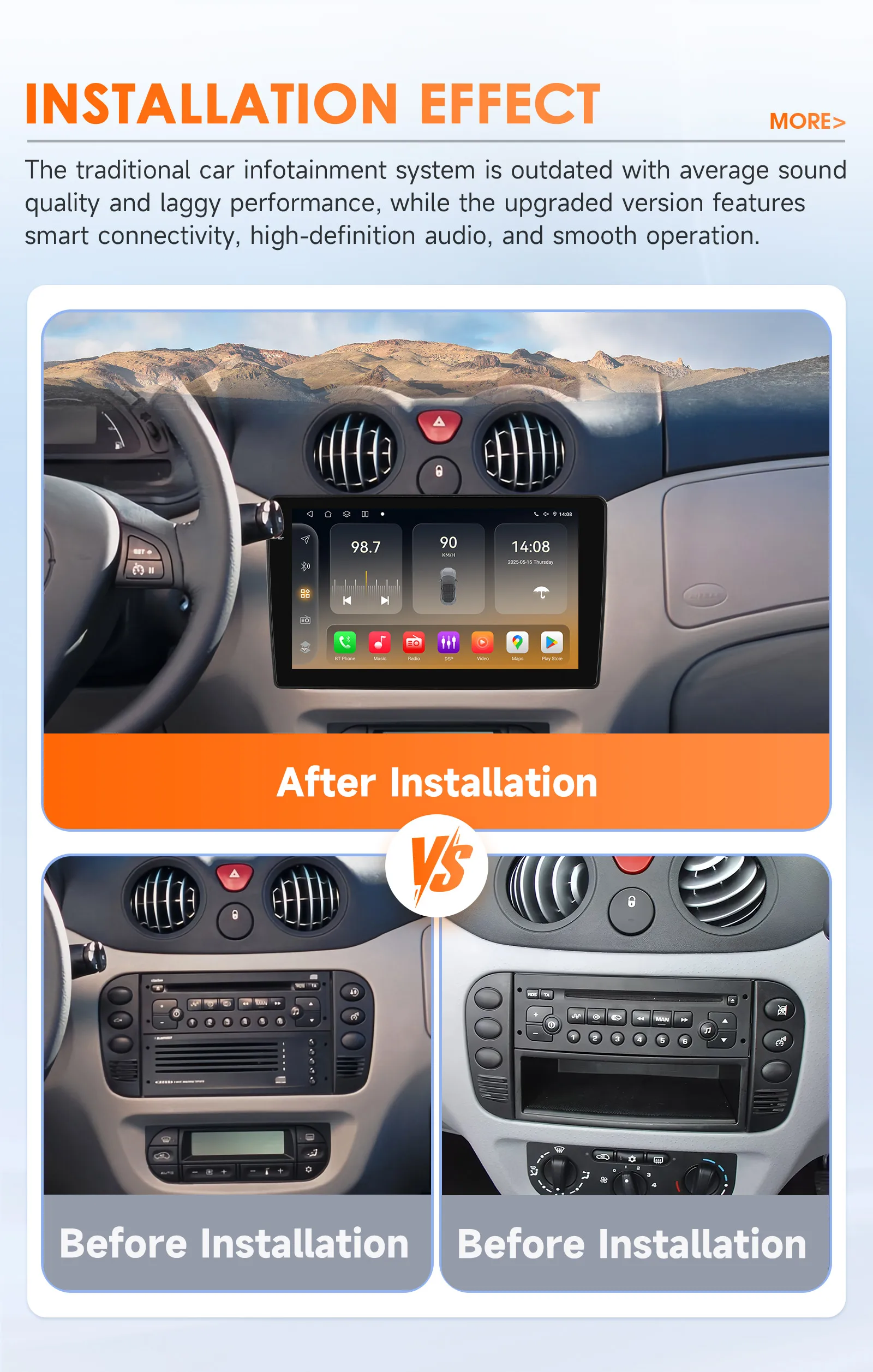 Hizpo 9 inch Multimedia For Citroen C2 C3 2001 2002 2003 - 2010 Android Auto Car Radio Player GPS Navigation Carplay QLED Screen