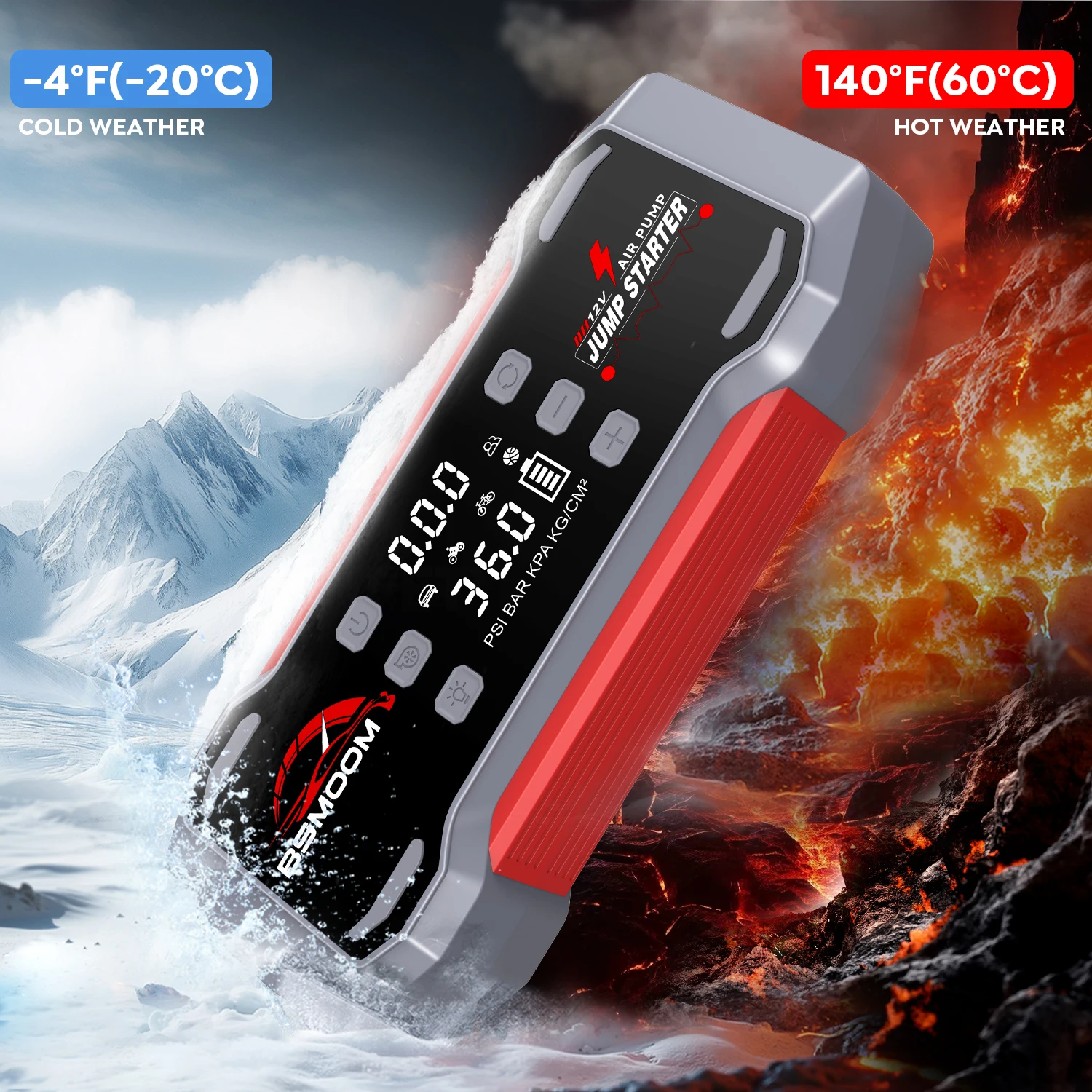 YUSMAN 5000A Peak Car Jump Starter, 150PSI Air Compressor, Portable Flashlight, Power Bank for 12V Cars
