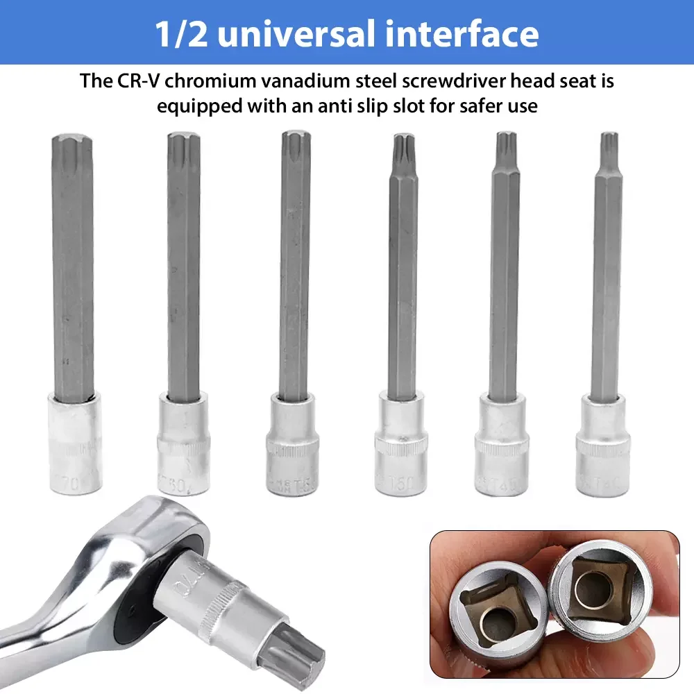 32pc Socket Wrench Set interior Torx nuts Bits Car tool set 1/2 inch Tool Nut screw Auto Repair Tool Female Drill Bit Wrench Set