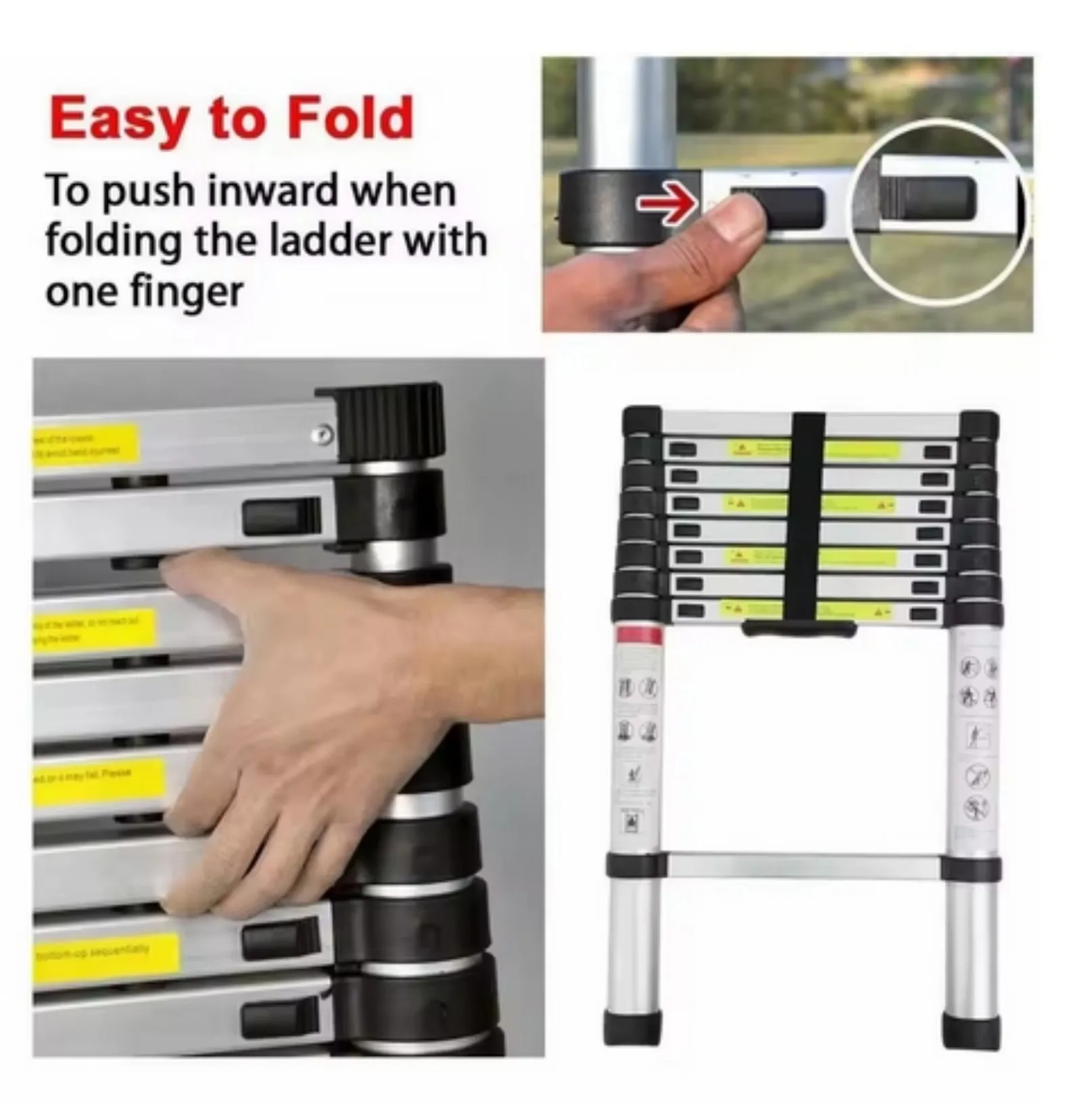 Aluminium Telescopic Ladder 150 kg Capacity – EN131 Straight Extendable Ladder, Lightweight & Portable for Home, Loft & Garden