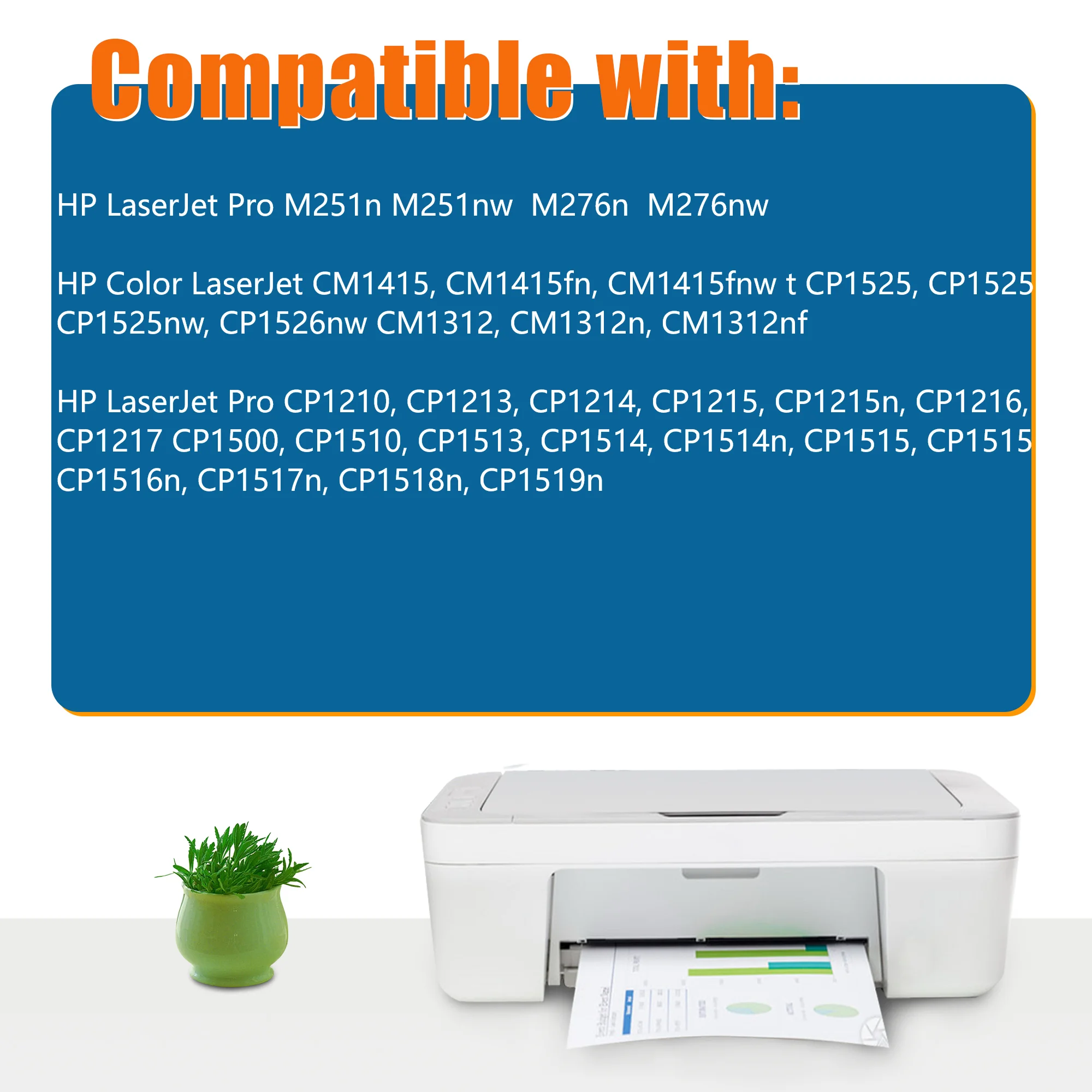 Jhaan 125A Toner Cartridges Compatible with HP125A CB540A CB541A CB542A CB543A for HP Color Laserjet CM1312 CP1215 CP1514 CP1515