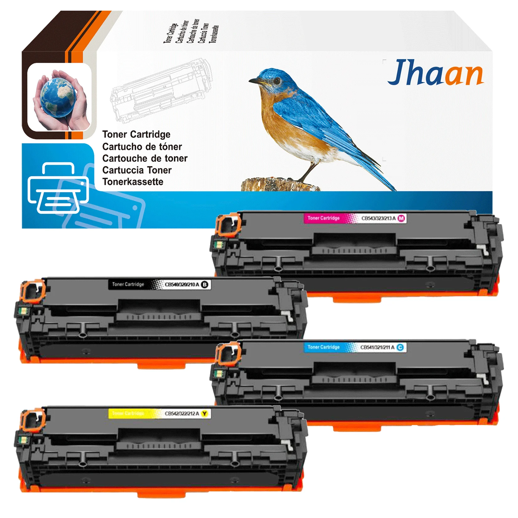 Jhaan 125A Toner Cartridges Compatible with HP125A CB540A CB541A CB542A CB543A for HP Color Laserjet CM1312 CP1215 CP1514 CP1515