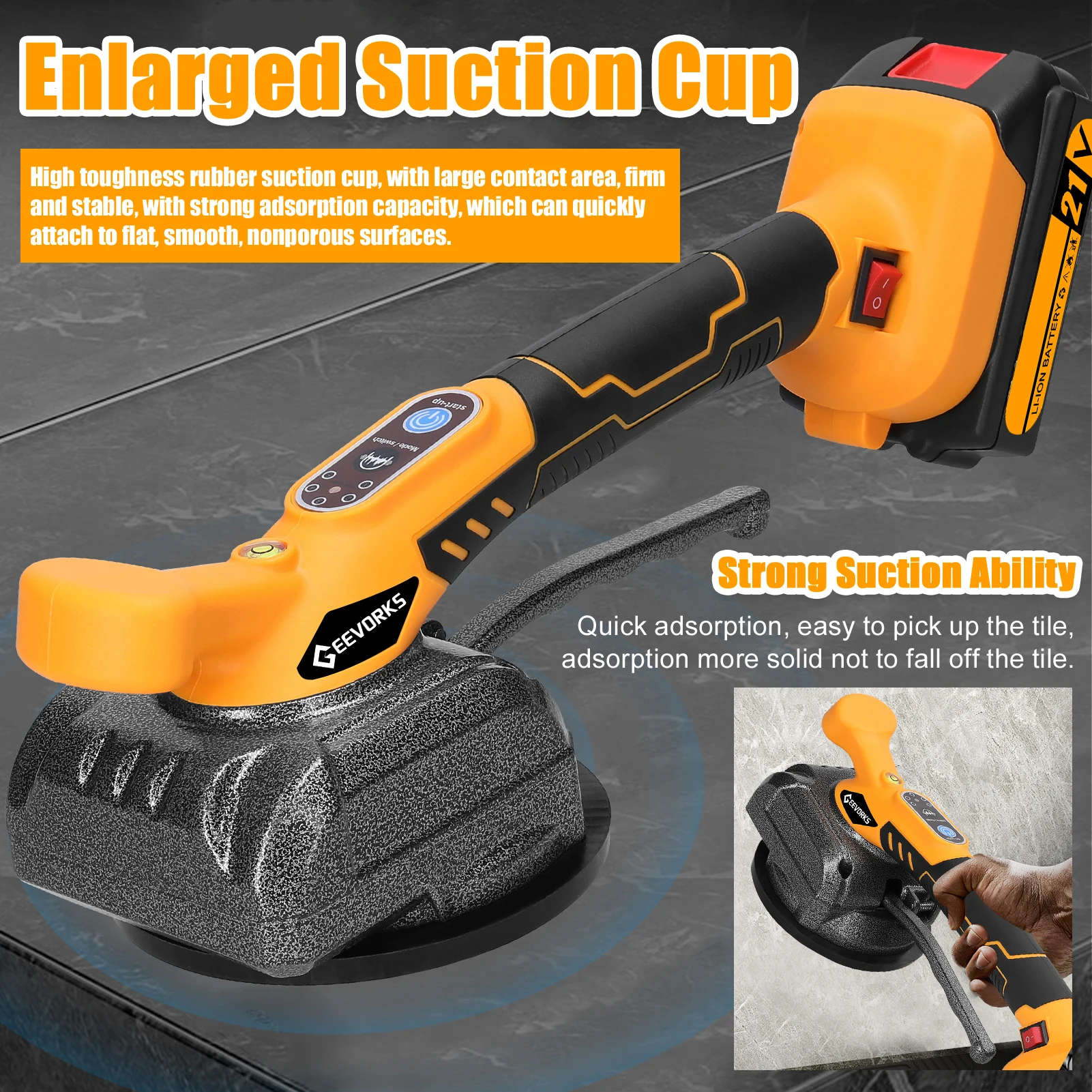 21V Automatic Tile Tiling Machine with Bubble Leveler Decoration Wall Floor Tiles Laying Vibrating Tool Handheld Tile Leveller