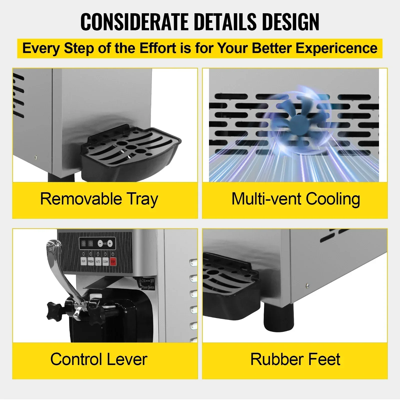 SIHAO Desktop single head ice cream machine 8116F 220V European plug fresh-keeping puffing shortage alarm suitable for catering