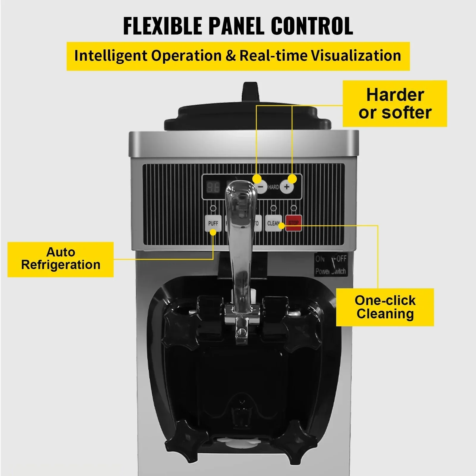 SIHAO Desktop single head ice cream machine 8116F 220V European plug fresh-keeping puffing shortage alarm suitable for catering