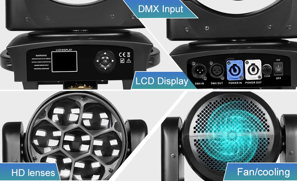 Bee Eye 7x40W 4 In1 RGBW LED Beam + Wash Zoom Testa Mobile DMX per NightClub Dj Disco Party Bar Stage Lighting