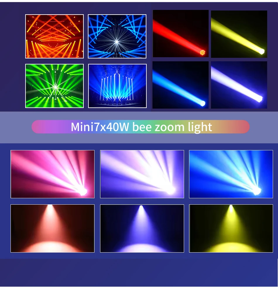 Bee Eye 7x40W 4 In1 RGBW LED Beam + Wash Zoom Testa Mobile DMX per NightClub Dj Disco Party Bar Stage Lighting