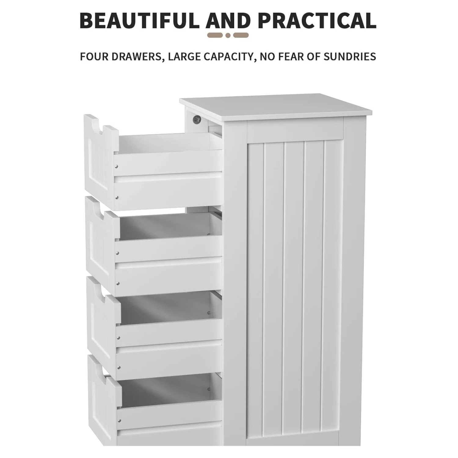 BRIEFNESS Bathroom Cabinet 4 Drawers Freestanding Storage Cabinet Bedside Cabinet 5-Drawer Cabinet Waterproof Easy to Assemble