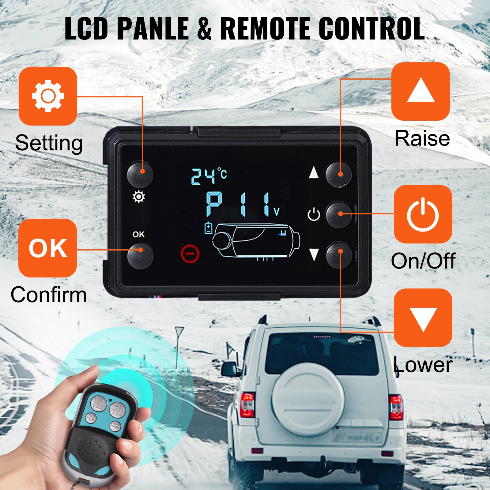 SucceBuy 8KW Diesel Air Heater Muffler Diesel Heater 12V Remote Control Diesel Parking Heater with LCD Switch for Car Truck Boat