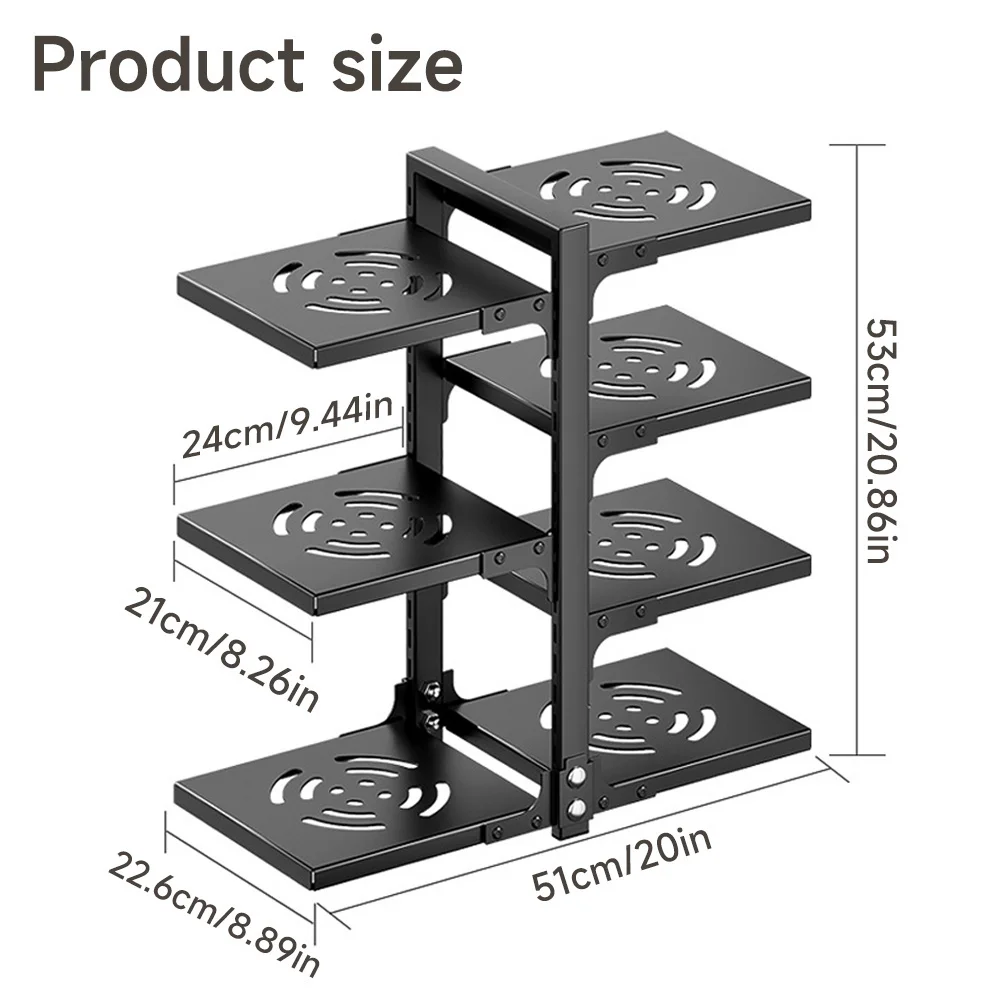 Kitchen Under Sink Storage Pot Holder Multilayer Frying Pan Rice Cooker Storage Rack Adjustable Countertop Floor Storage Shelf