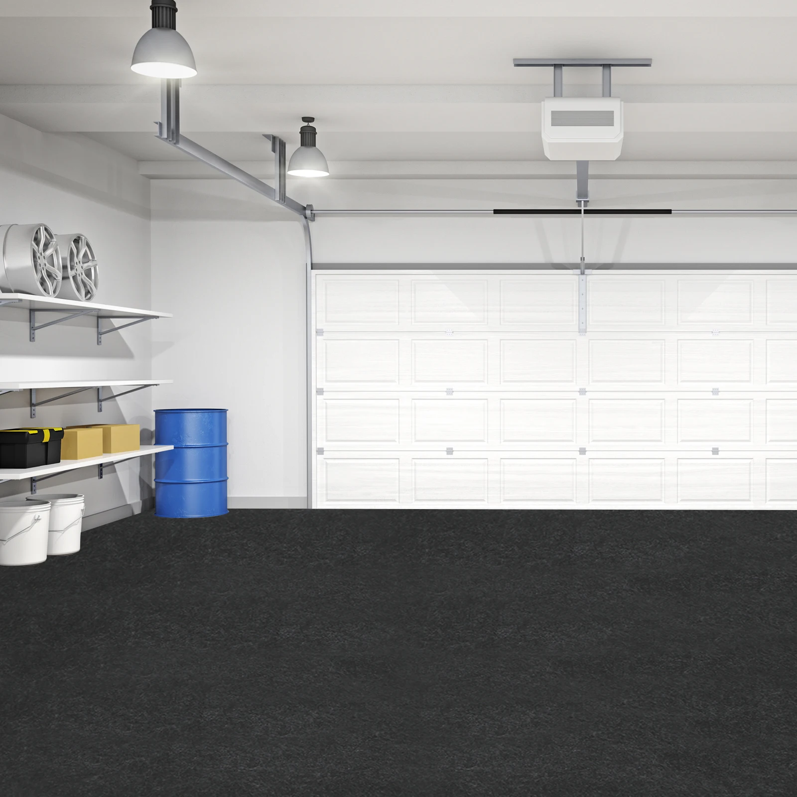 Garage Non-slip Mat Non-woven Cloth PE Dark Grey Waterproof Floor Protection Mat for Garage Warehouse Workshop
