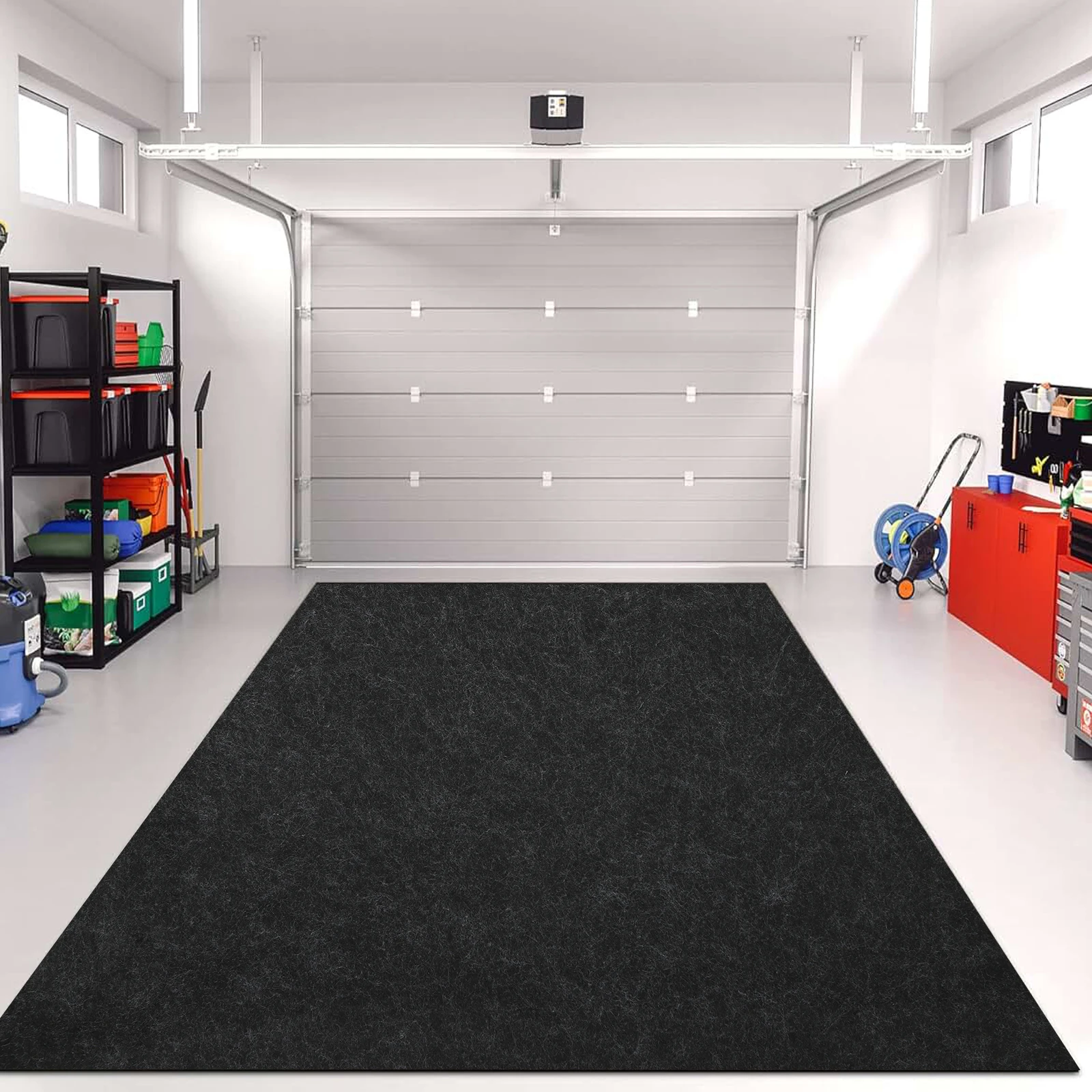 Garage Non-slip Mat Non-woven Cloth PE Dark Grey Waterproof Floor Protection Mat for Garage Warehouse Workshop