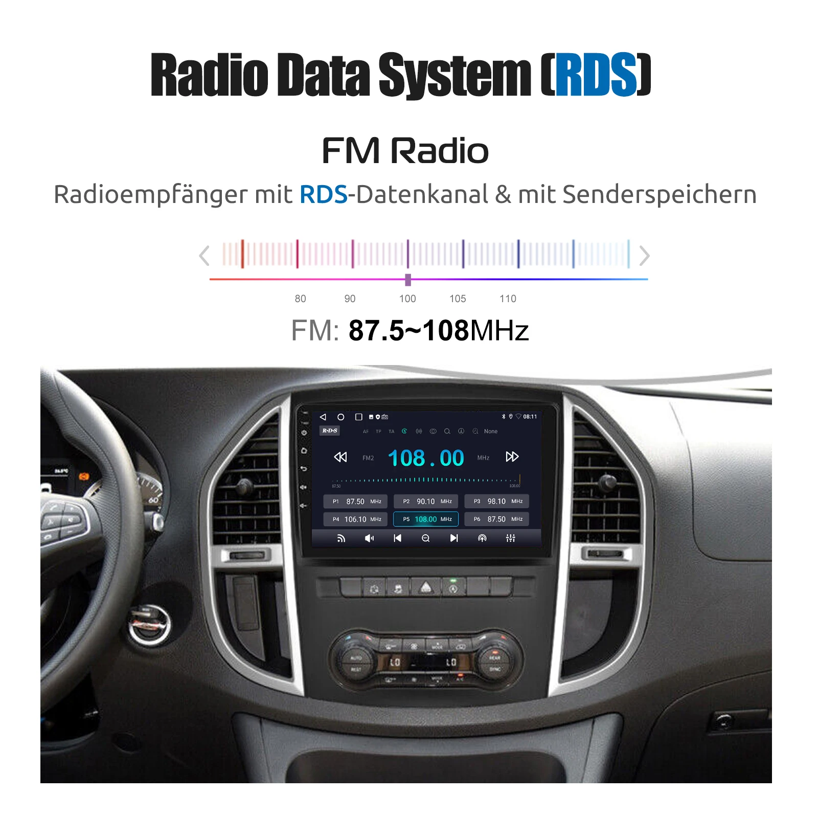 ESSGOO 10.1" Wireless Carplay Android 14 Car Radio For Benz Vito 3 W447 2014-2020 GPS SAT Navi WIFI RDS FM BT Multimedia Player
