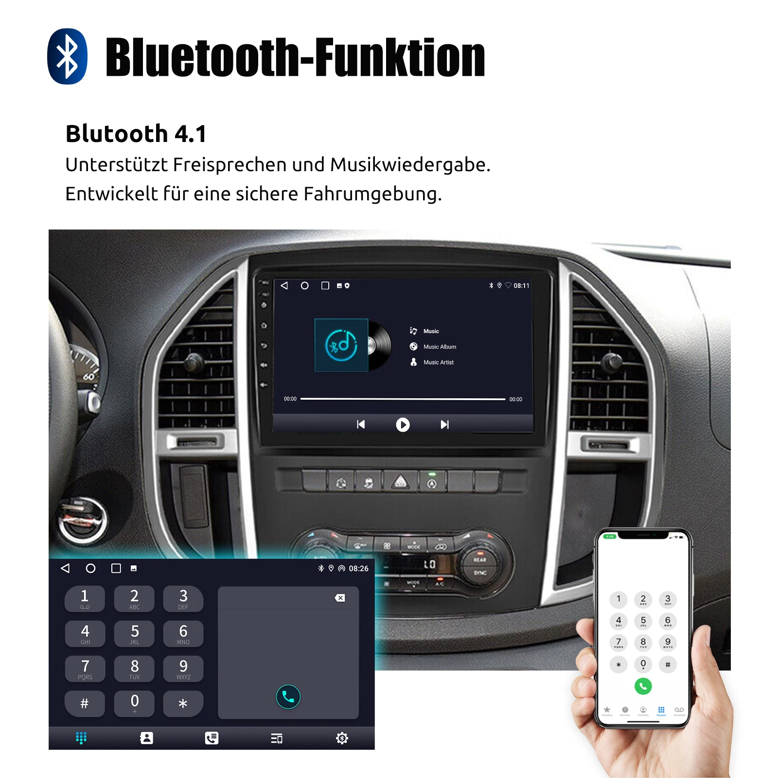 ESSGOO 10.1" Wireless Carplay Android 14 Car Radio For Benz Vito 3 W447 2014-2020 GPS SAT Navi WIFI RDS FM BT Multimedia Player