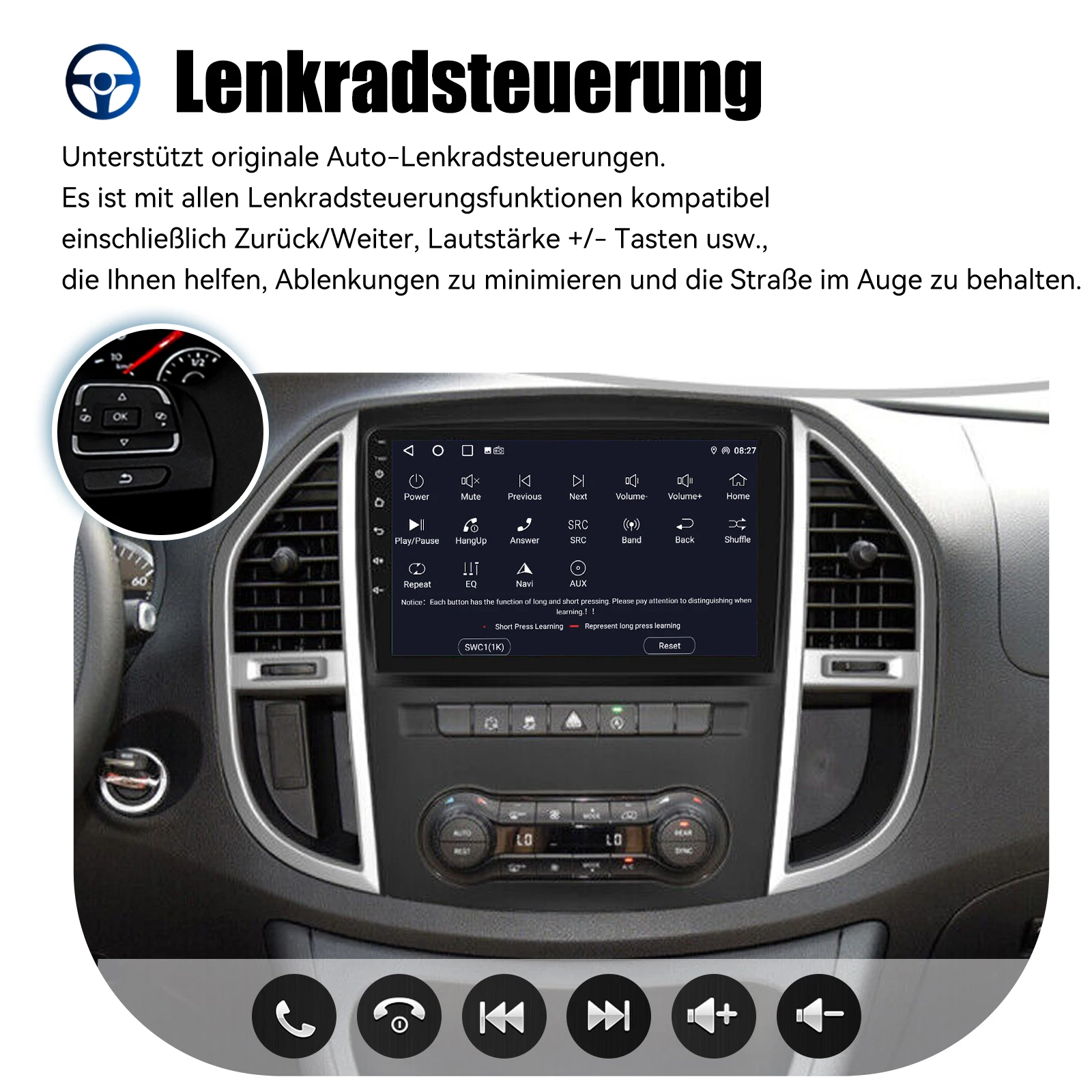 ESSGOO 10.1" Wireless Carplay Android 14 Car Radio For Benz Vito 3 W447 2014-2020 GPS SAT Navi WIFI RDS FM BT Multimedia Player