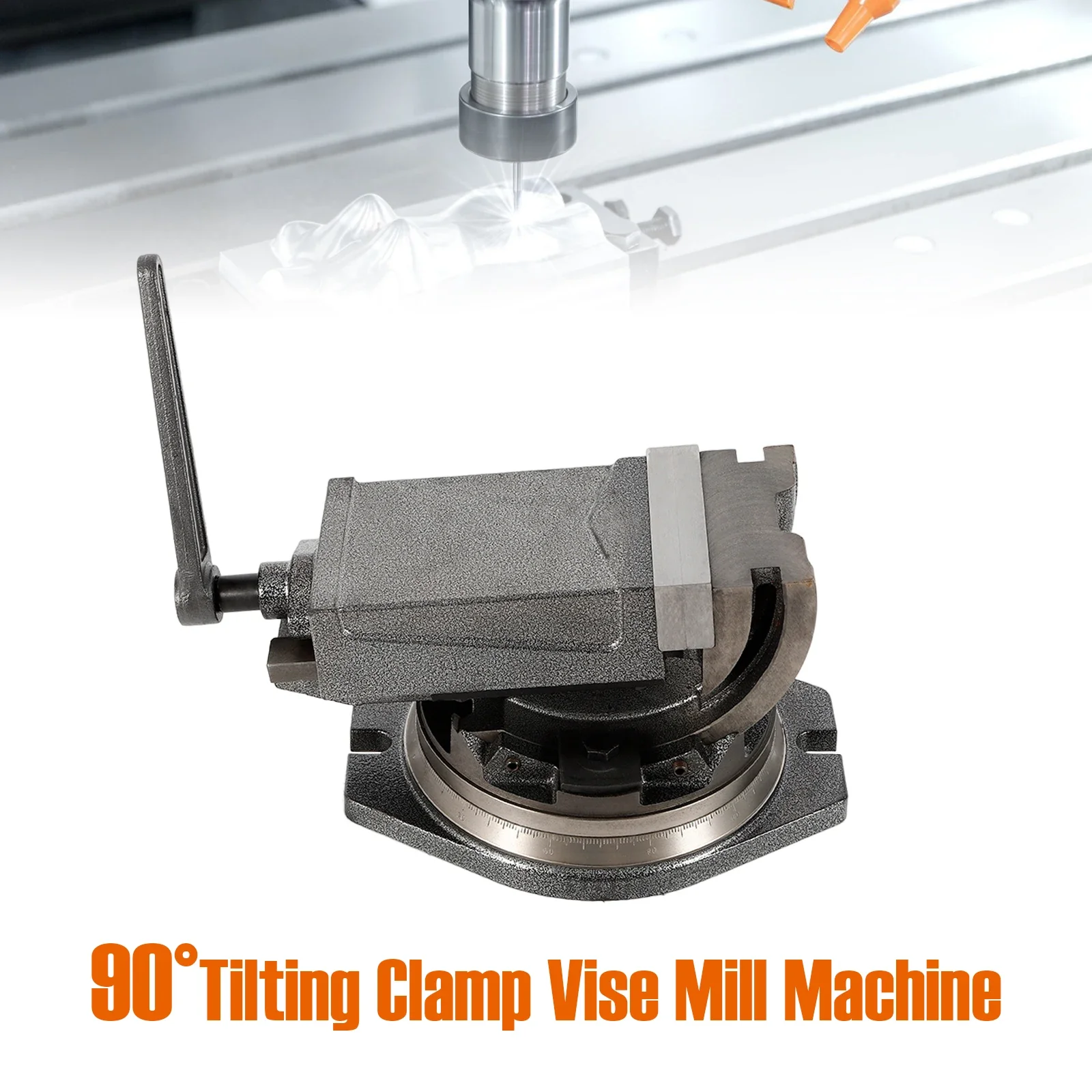 5 Inch Cast Iron Clamp Vise 24KN 360/90° Swivel/Tilt Precision Milling CNC Machine Durable