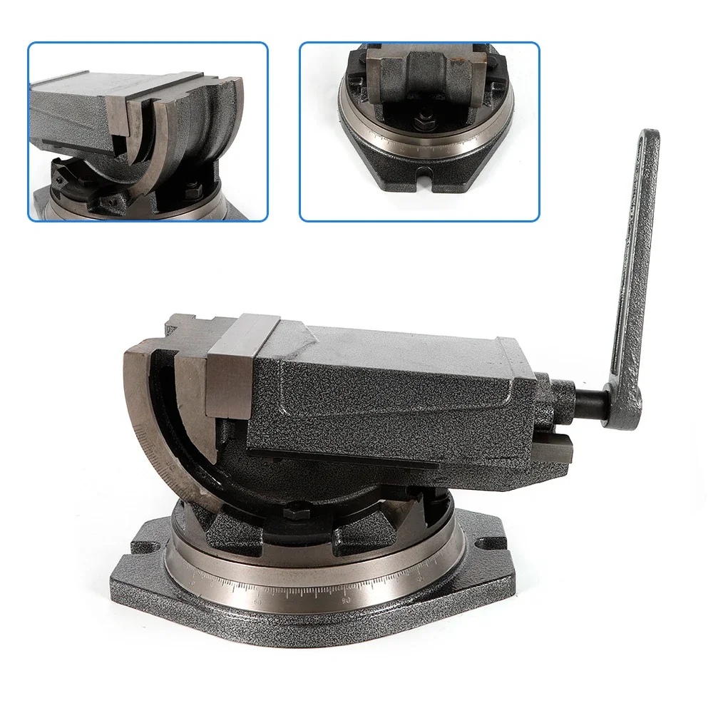 5 Inch Cast Iron Clamp Vise 24KN 360/90° Swivel/Tilt Precision Milling CNC Machine Durable