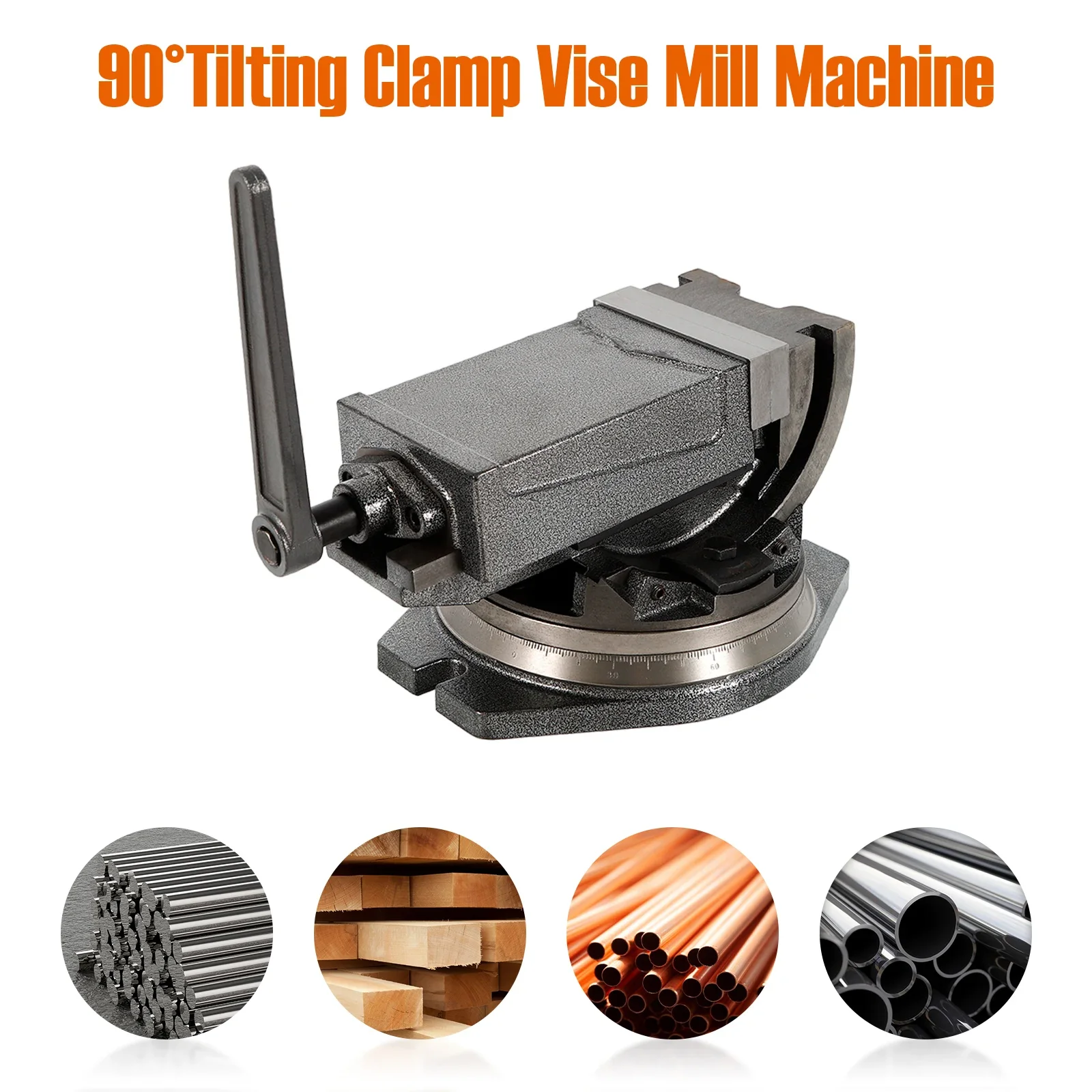 5 Inch Cast Iron Clamp Vise 24KN 360/90° Swivel/Tilt Precision Milling CNC Machine Durable