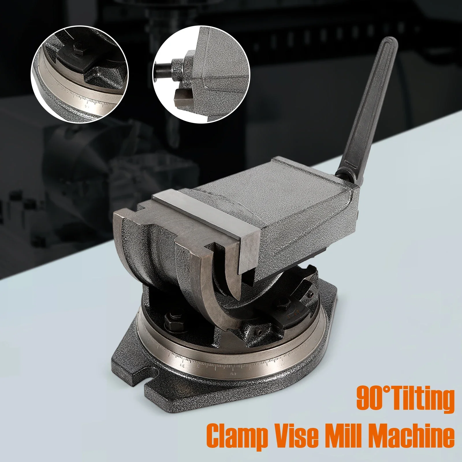 5 Inch Cast Iron Clamp Vise 24KN 360/90° Swivel/Tilt Precision Milling CNC Machine Durable