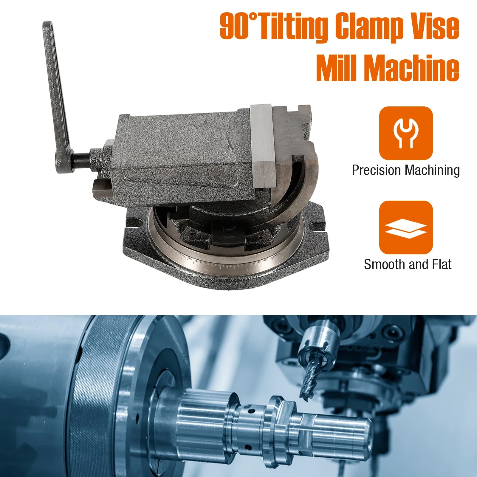 5 Inch Cast Iron Clamp Vise 24KN 360/90° Swivel/Tilt Precision Milling CNC Machine Durable