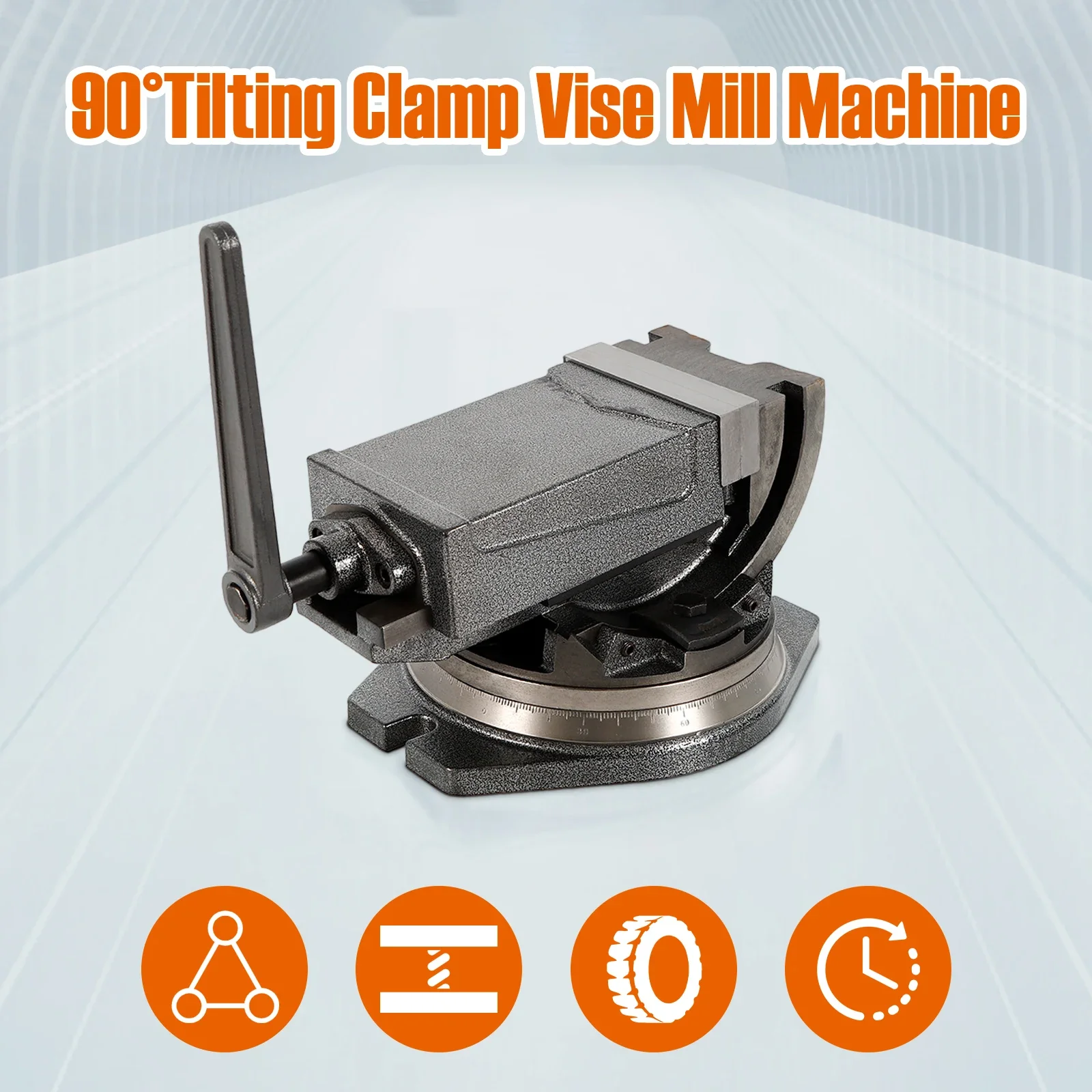 5 Inch Cast Iron Clamp Vise 24KN 360/90° Swivel/Tilt Precision Milling CNC Machine Durable