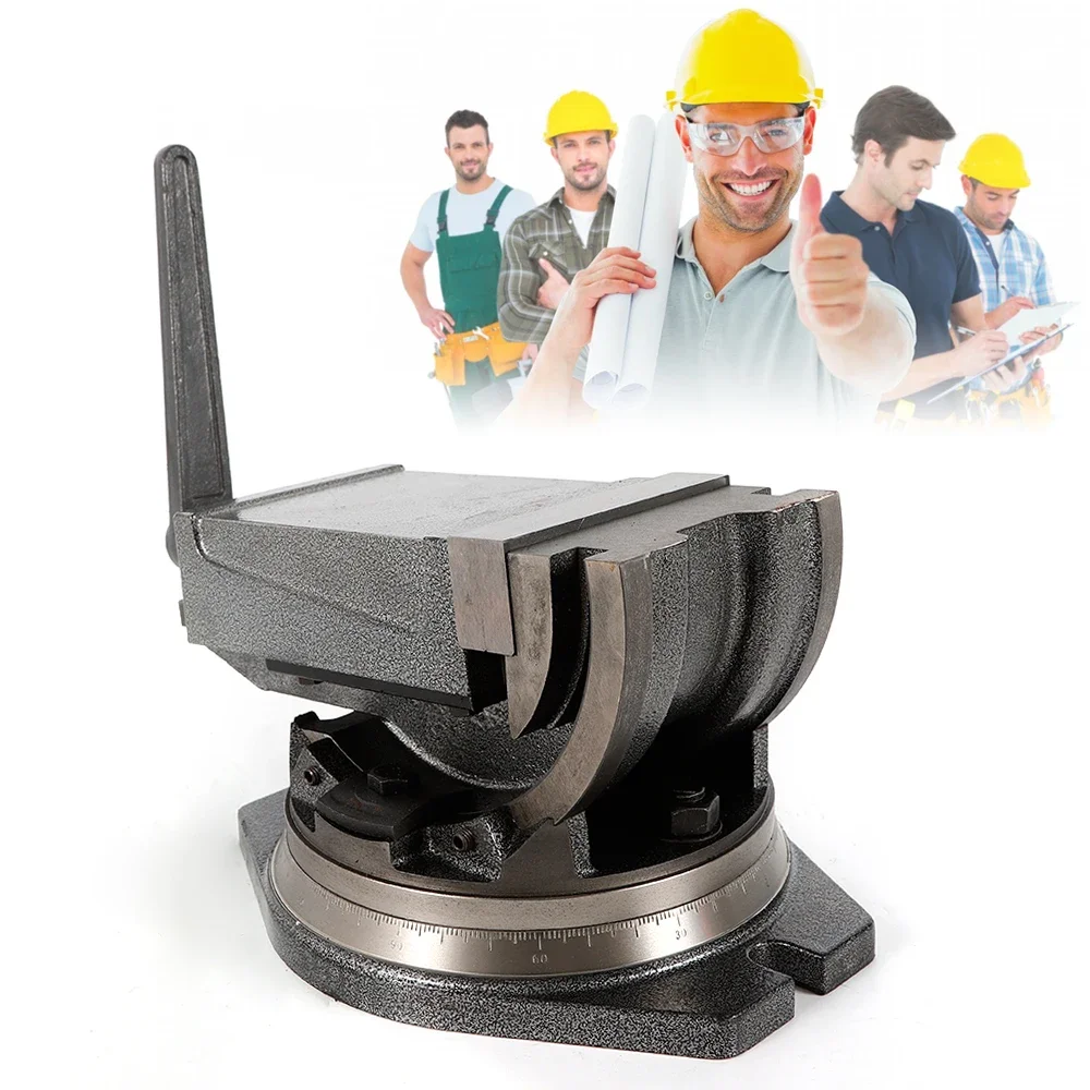 5 Inch Cast Iron Clamp Vise 24KN 360/90° Swivel/Tilt Precision Milling CNC Machine Durable
