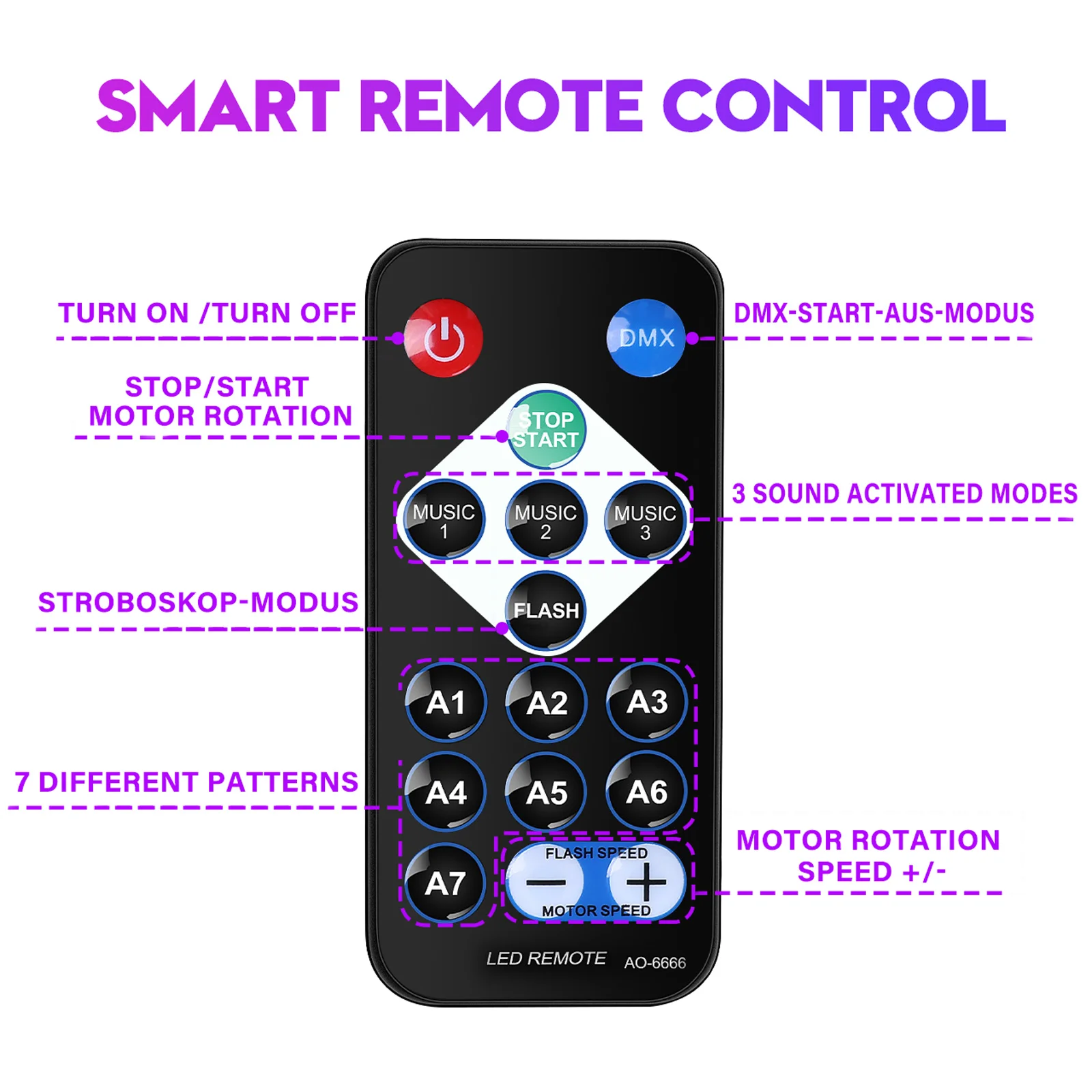 U'King 8PCS UV LED Stage Disco Light Rotating DJ Ball Strobe Remote Sound Control Magic Ball Light Party Club Effect Stage Light