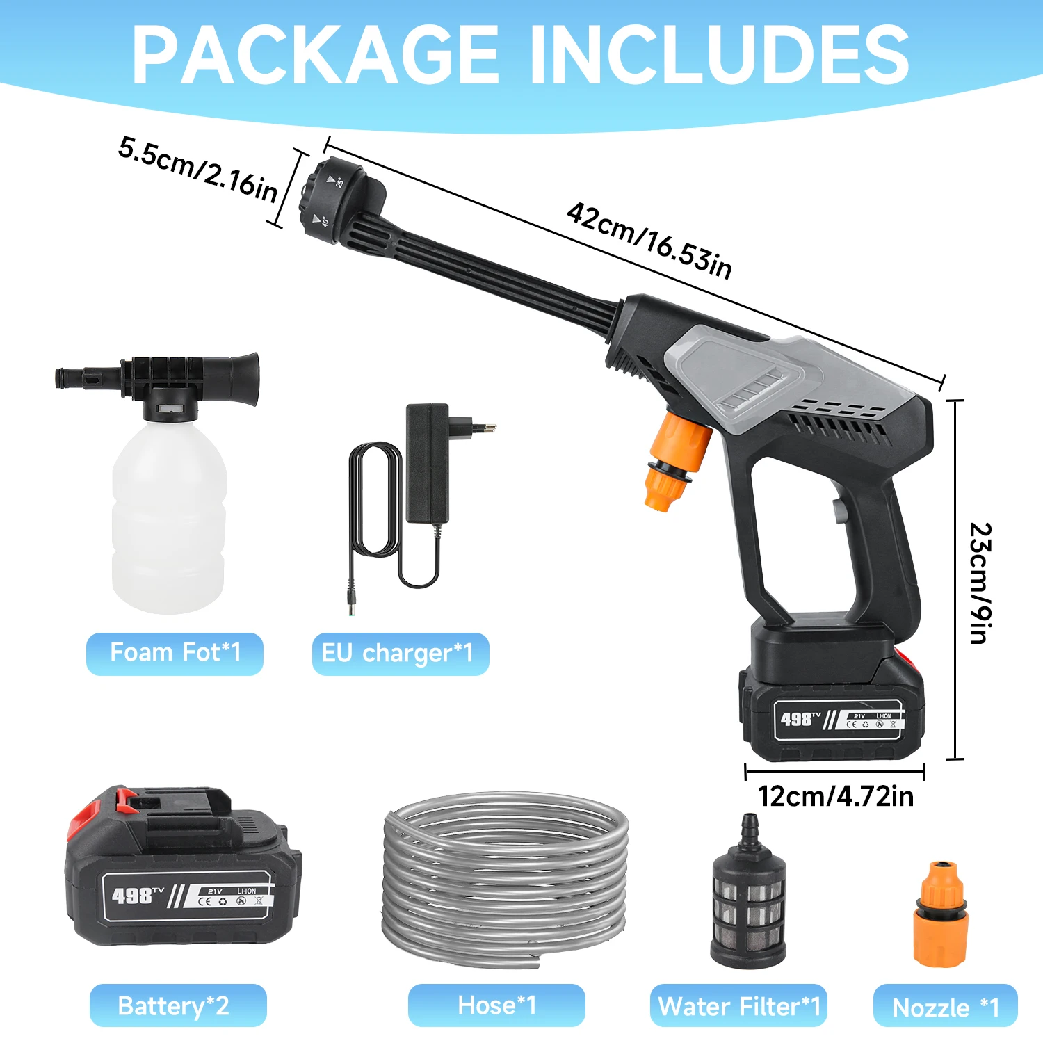Wireless Car Wash Machine Portable Highpressure Water Gun High-Power Lithium Battery Car Electric Car Wash Machine Household Use