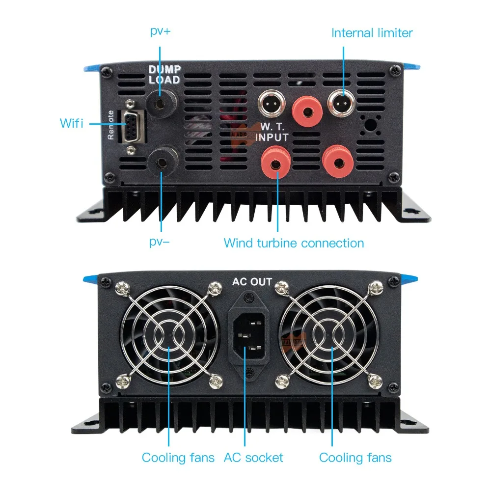 1000W Solar Limit Sensor Grid on Inverter DC 24/48V & AC 230V Built-in WiFi with LCD Display Household Solar Grid Tie Converter