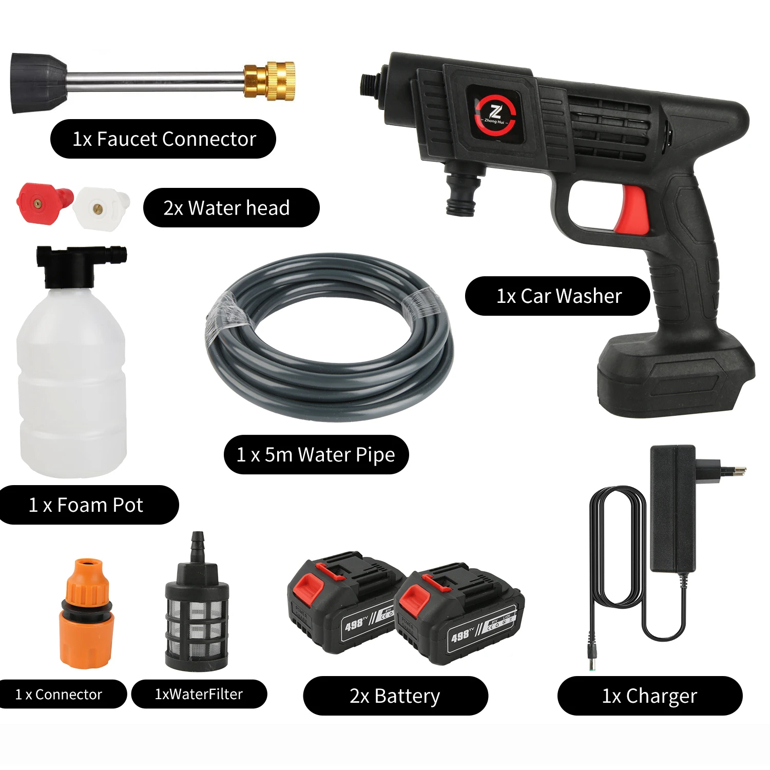 High Pressure Washer 35Bar Spray Water Gun For Cleaning Car Patio Window Lawn Pool Multifunctional puzzle Self Priming Design