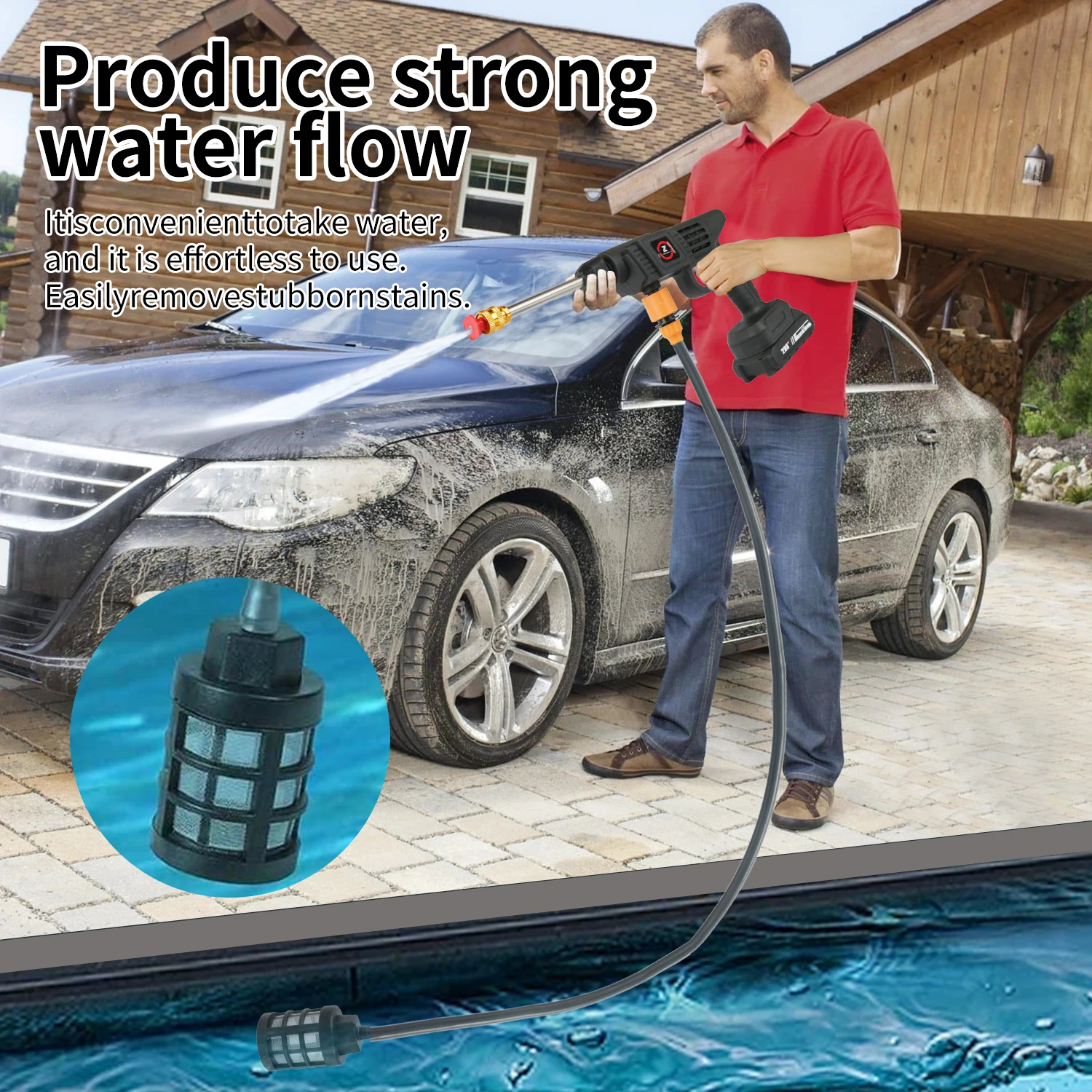 High Pressure Washer 35Bar Spray Water Gun For Cleaning Car Patio Window Lawn Pool Multifunctional puzzle Self Priming Design