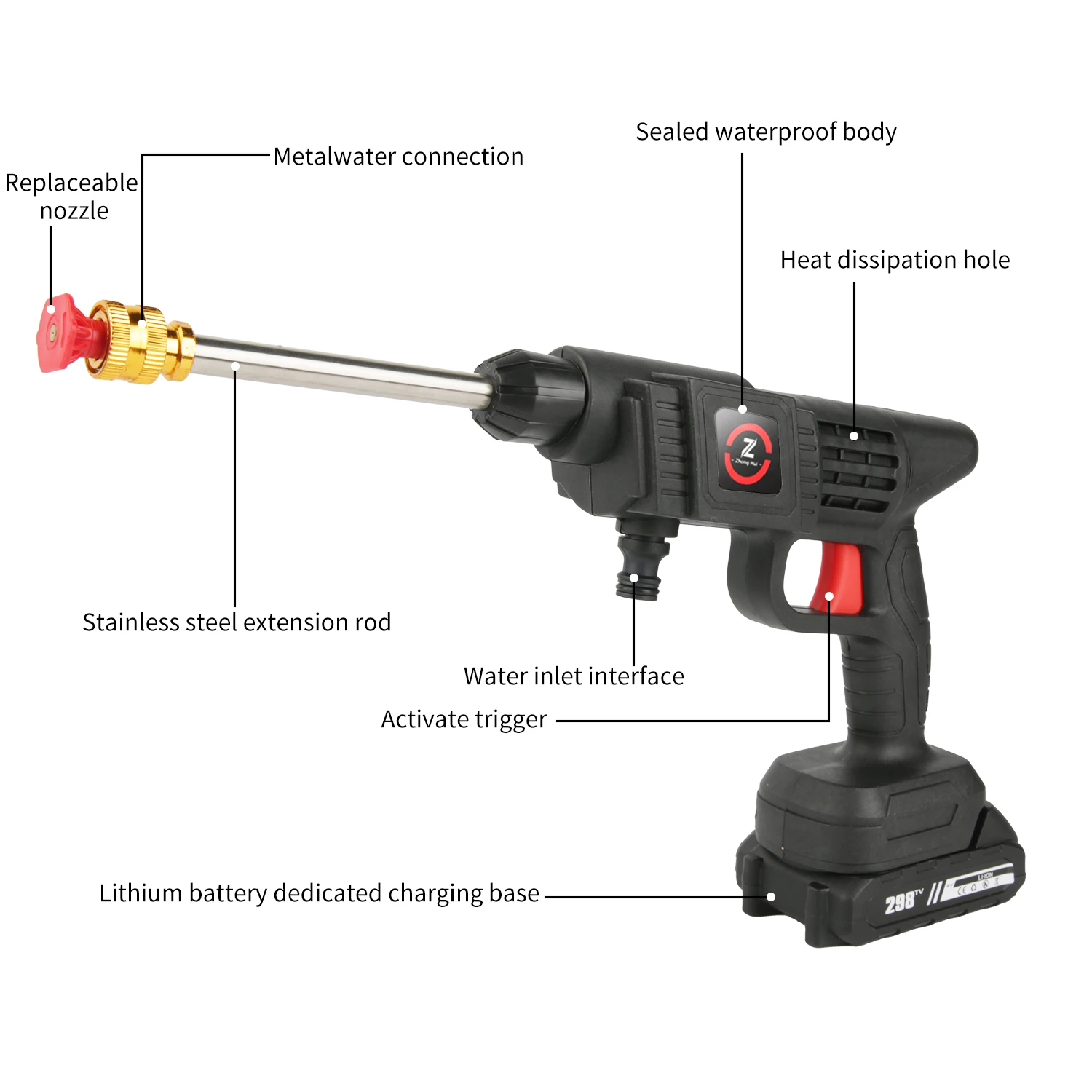 High Pressure Washer 35Bar Spray Water Gun For Cleaning Car Patio Window Lawn Pool Multifunctional puzzle Self Priming Design