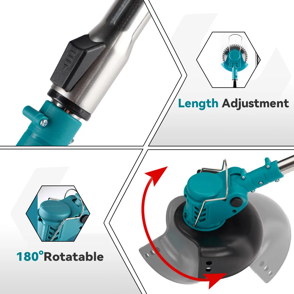 YOFIDRA 100-135cm Electric Lawn Mower 1500W Cordless Foldable Trimmer Pruning Cutting Garden Power Tool For Makita Battery Pin