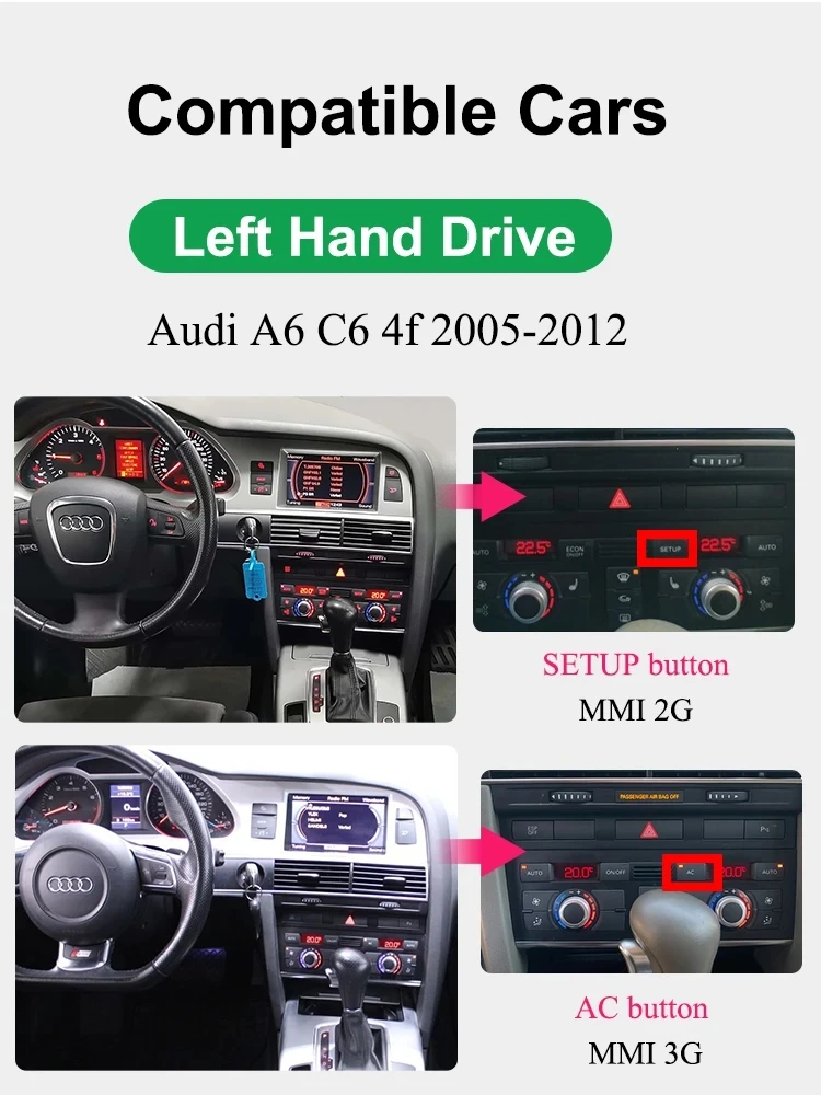 AUTOTOP 8G+128G Android 13 Car Multimedia Player For Audi A6 C6 4F 2005-2012 MMI 2G 3G Carplay Android Auto GPS Navi 4G Wifi BT