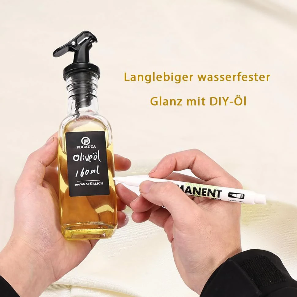 12 Pcs 160ml Glass Oil Bottles with Pour Spout, Portable Refillable Oil Vinegar Dispenser for BBQ Travel, DIY Labels