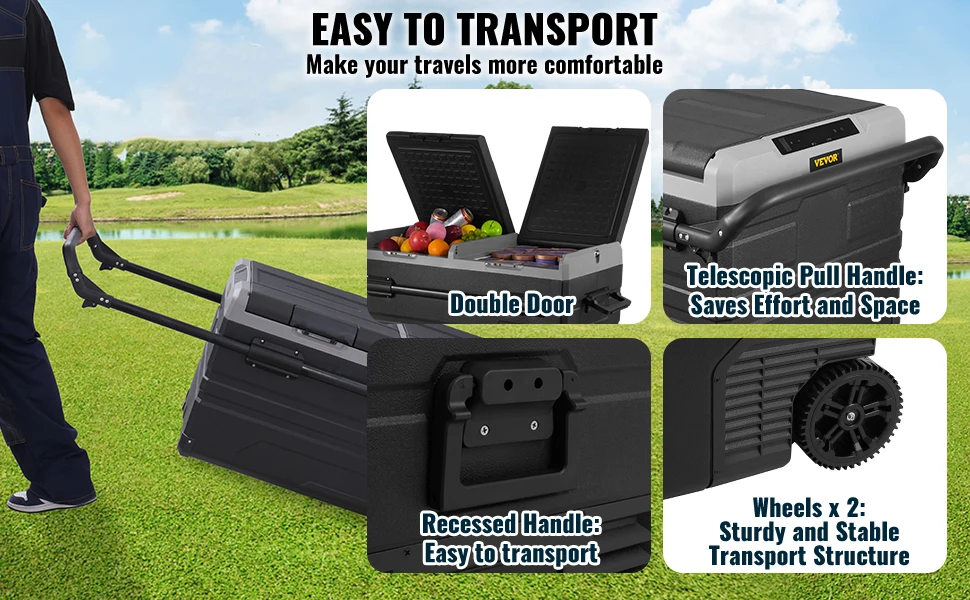 SucceBuy Car Refrigerator 95 L Dual Zone Portable -4℉-68℉ 12/24V DC and 100-240V AC Compressor Cooler for Outdoor Camping