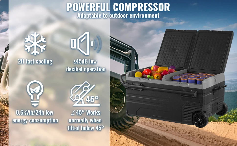 SucceBuy Car Refrigerator 95 L Dual Zone Portable -4℉-68℉ 12/24V DC and 100-240V AC Compressor Cooler for Outdoor Camping