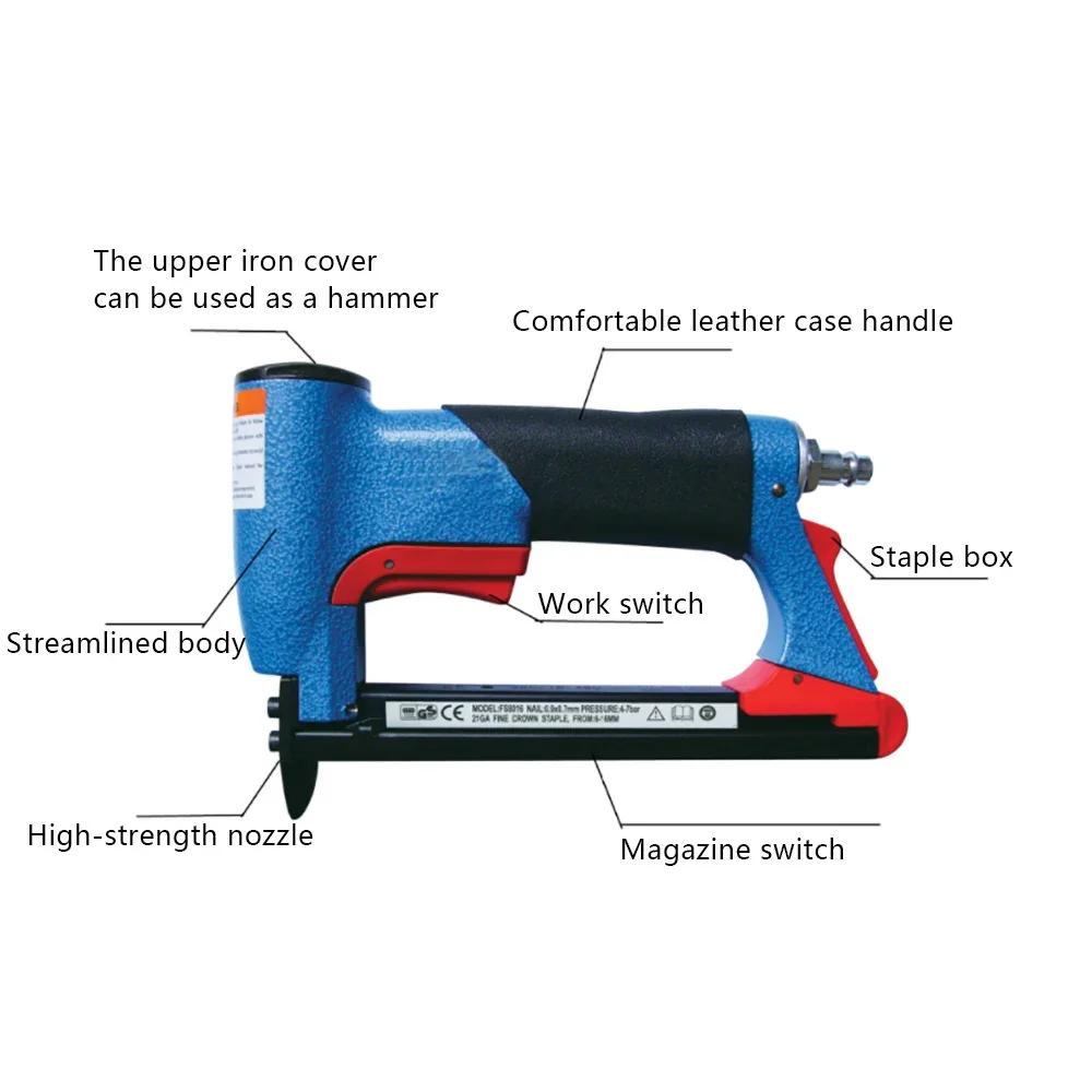 1/2 Inch Professional Aluminum Pneumatic Air Stapler Nailer Fine Stapler Tool For Furniture Woodworking Nail stapler