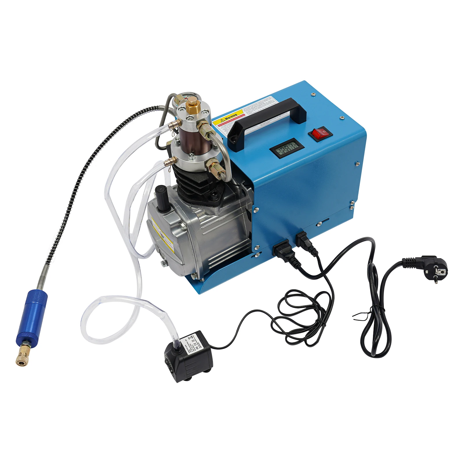 300Bar High Pressure Air Compressor Pump 220V 1.8KW Portable Electric Air Pump Set w/ Oil-Water Separator+Pressure Gauge 2800RPM