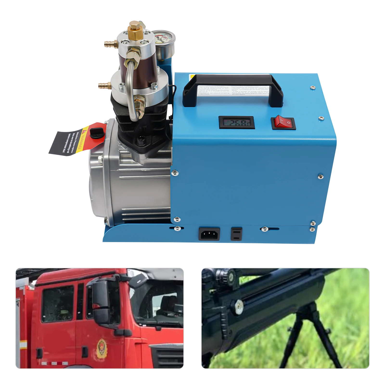 300Bar High Pressure Air Compressor Pump 220V 1.8KW Portable Electric Air Pump Set w/ Oil-Water Separator+Pressure Gauge 2800RPM